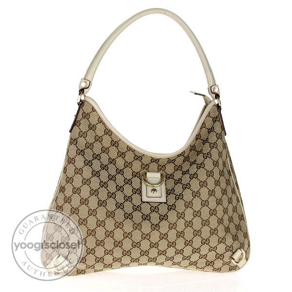 Gucci Beige  Canvas Abbey Large Hobo Bag