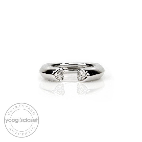 Tiffany & Co.18K White Gold Diamond Paloma Picasso Tenderness Heart Ring Size 4.5