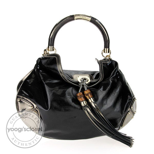 Gucci Black Coated Canvas Large Babouska Indy Bag