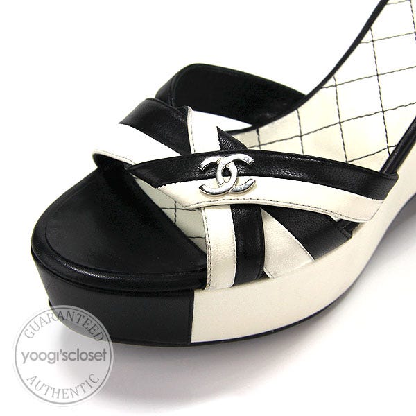 black and white chanel sandals
