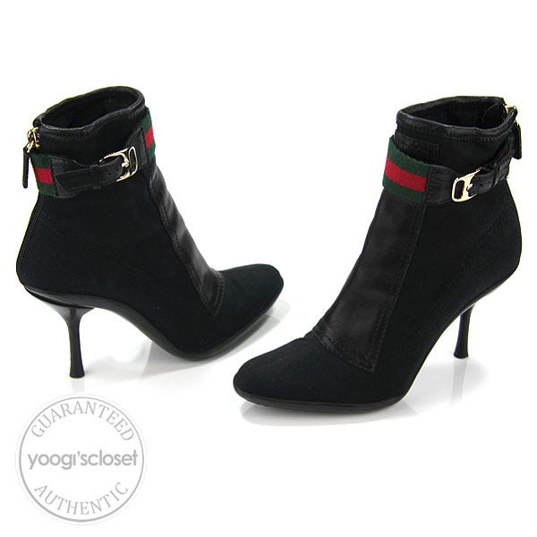 Gucci Black Canvas Ankle Boots Size 5.5