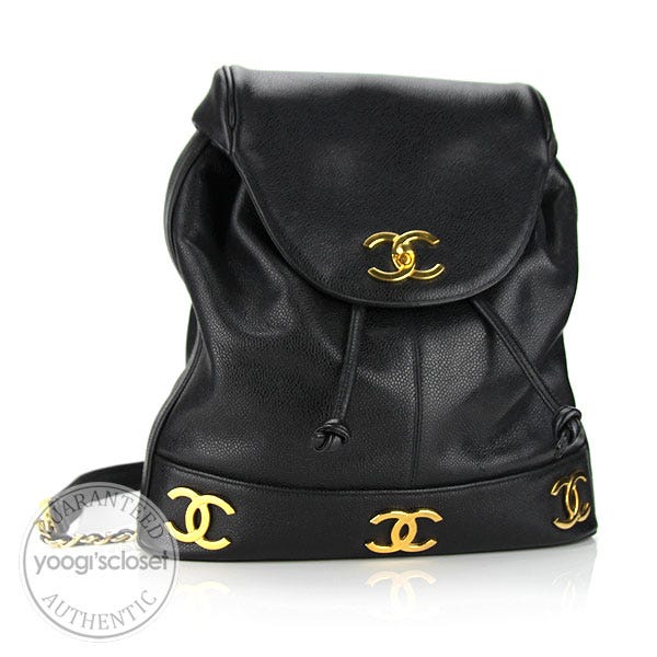 Chanel Black Leather Backpack Bag - Yoogi's Closet