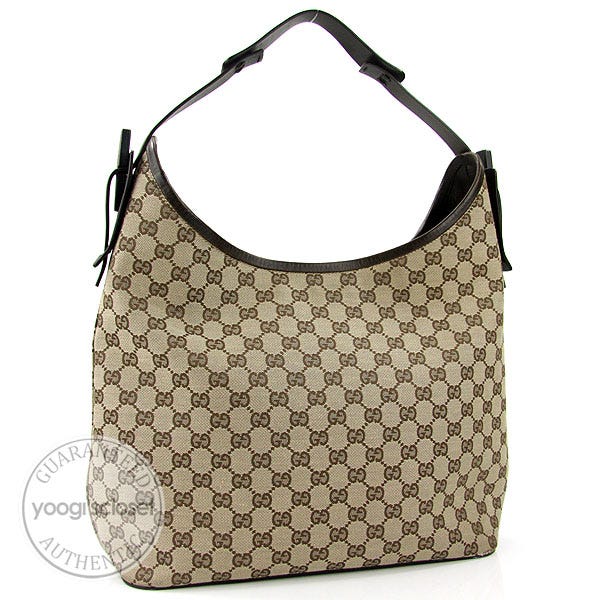 Gucci Beige/Ebony GG Fabric Large Hobo Bag