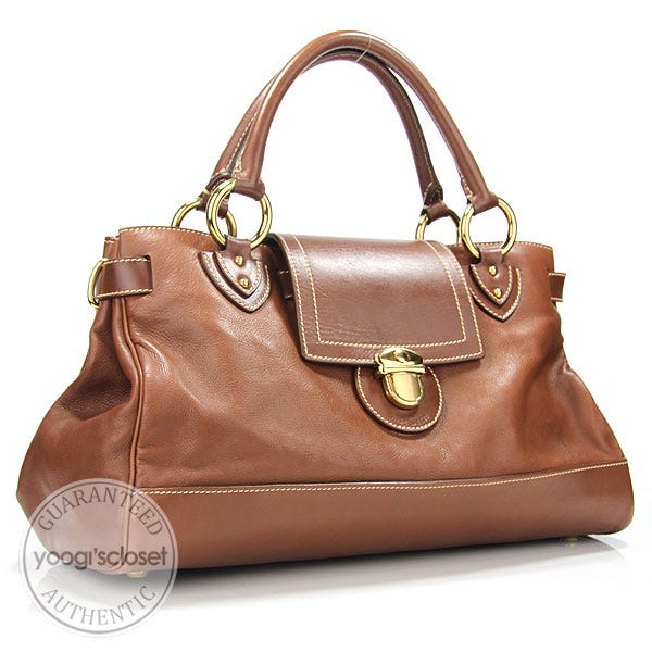 Marc Jacobs Brown Leather Accordion Satchel Bag