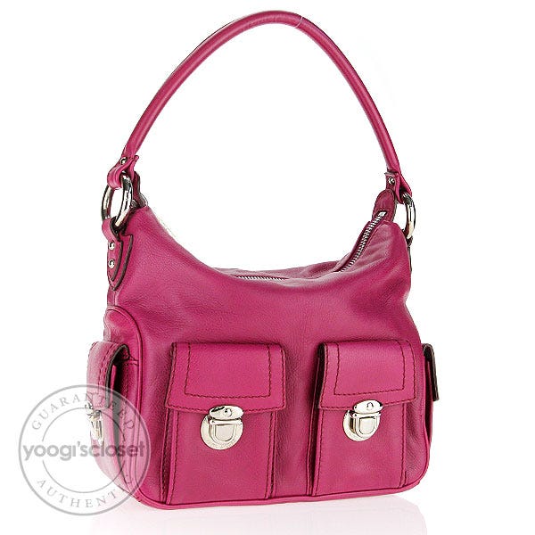 Marc Jacobs Magenta Leather Small Multipocket Hobo Bag