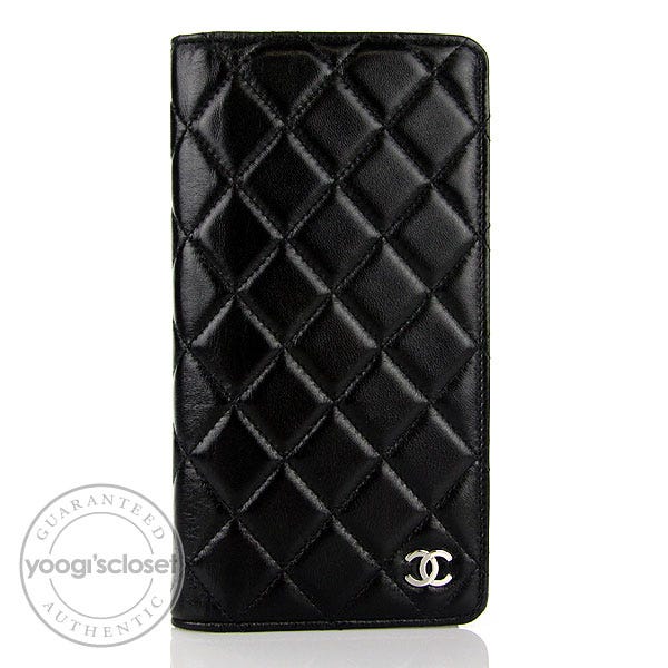 Chanel Black Quilted Washed Lambskin Checkbook Holder