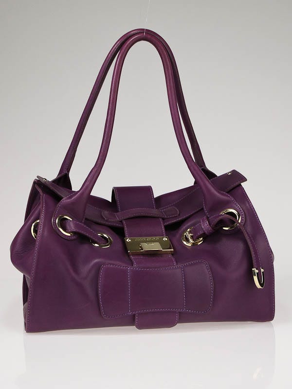 Jimmy Choo Purple Leather Satchel Bag