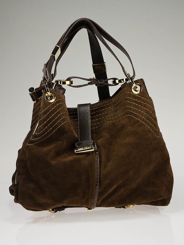 Jimmy Choo Cognac Suede and WatersnakeTrim Alex Bag Yoogi s Closet