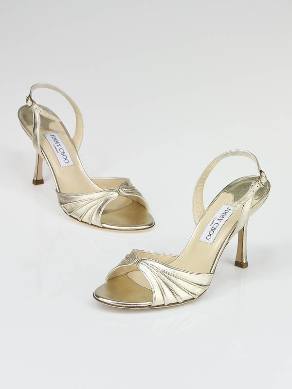 Jimmy Choo Metallic Gold Nappa Leather Heels Size 8/38.5