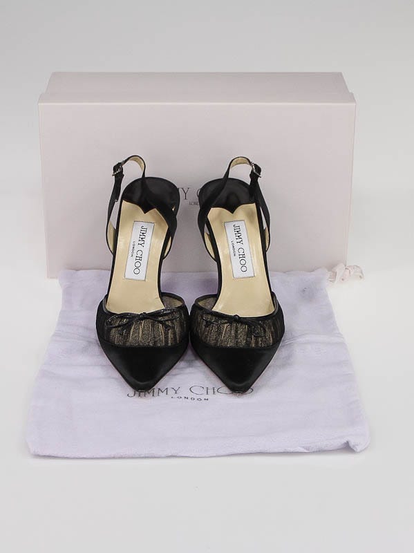 Jimmy choo discount black satin slingbacks