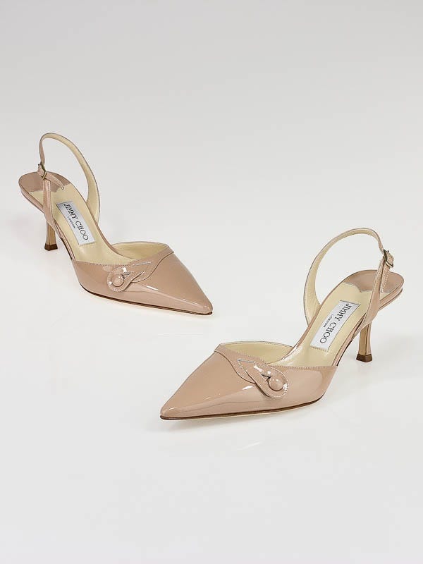 Jimmy Choo Nude Patent Leather Anilina Slingbacks Size 7/37.5