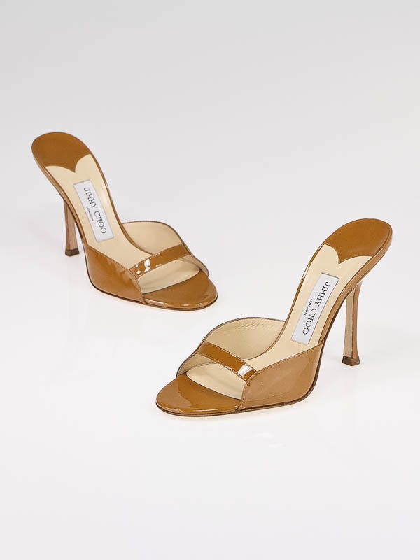 Jimmy Choo Tobacco Patent Leather Sandals Size 7/37.5