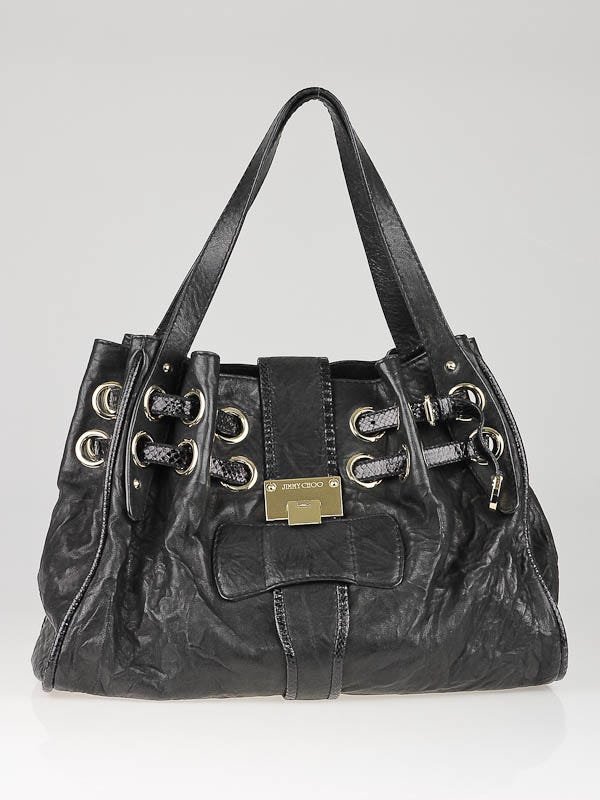 Jimmy Choo Black Biker Leather Watersnake Ramona Bag Yoogi s Closet