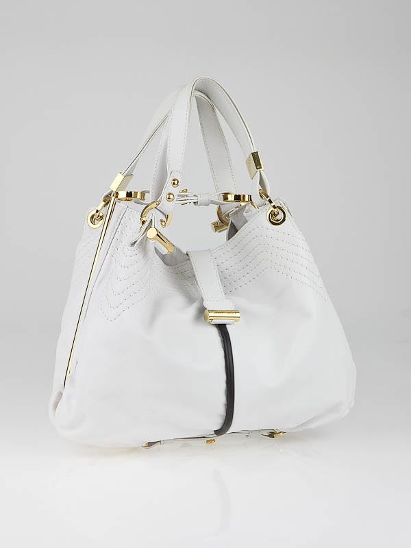 New Jimmy Choo Zoe white outlet leather hobo bag