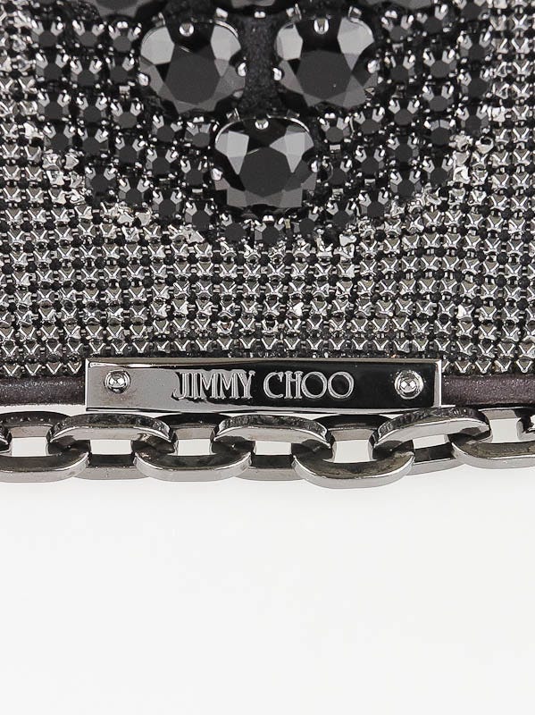 Jimmy Choo Midnight Metallic Leather and Crystal Embellished
