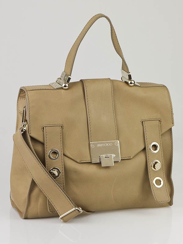 Jimmy Choo Tan Cashmere Calf Leather Pauline Messenger Satchel Bag
