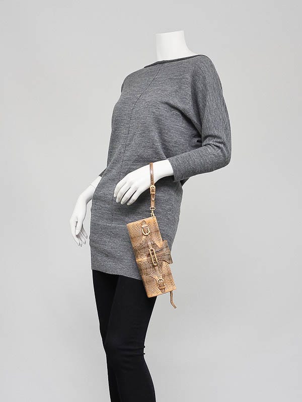 Jimmy Choo Beige Watersnake Tulita Clutch Bag | Yoogi's Closet