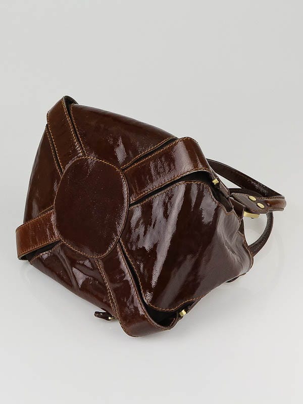 Jimmy Choo Brown Patent Leather and Suede Mahala Bag | Yoogi's Closet