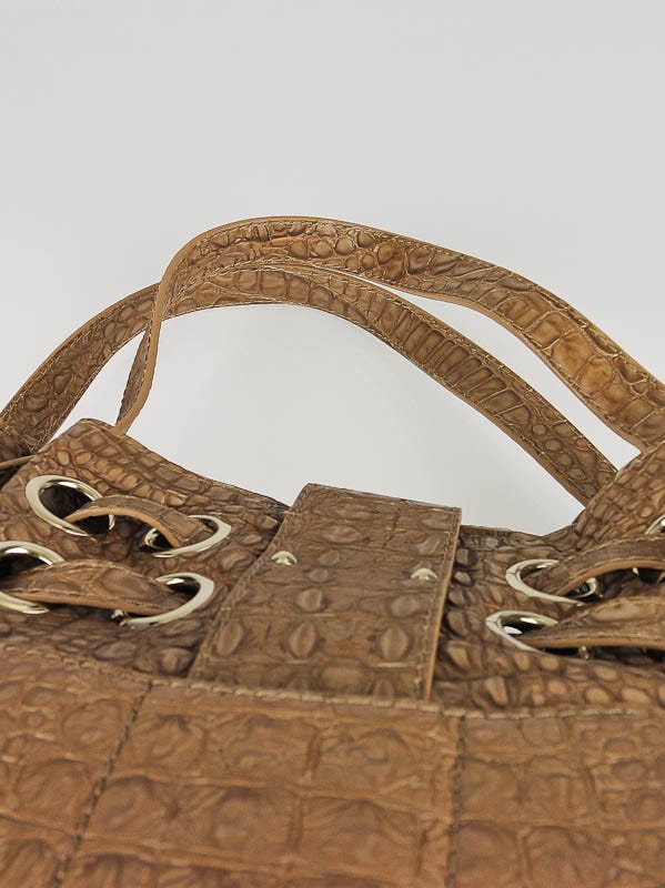 Jimmy Choo Nude Croc Embossed Patent Leather Ramona Bag | Yoogi