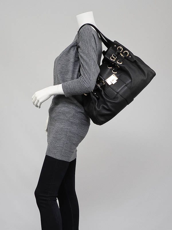 Jimmy Choo Black Calfskin Leather Ramona Bag | Yoogi's Closet