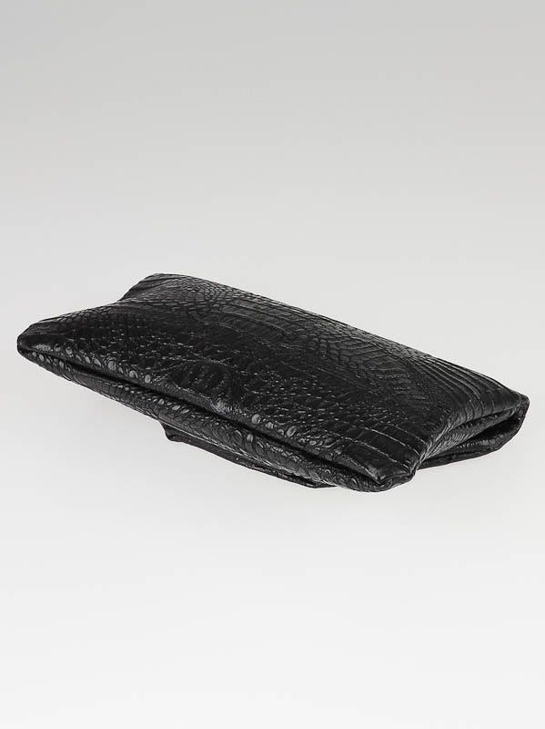 Jimmy Choo Black Croc-Embossed Leather Clutch Bag | Yoogi's