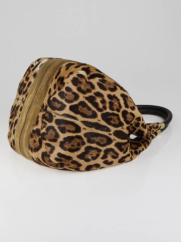 Jimmy Choo Leopard Print Pony Hair and Suede Large Mandah