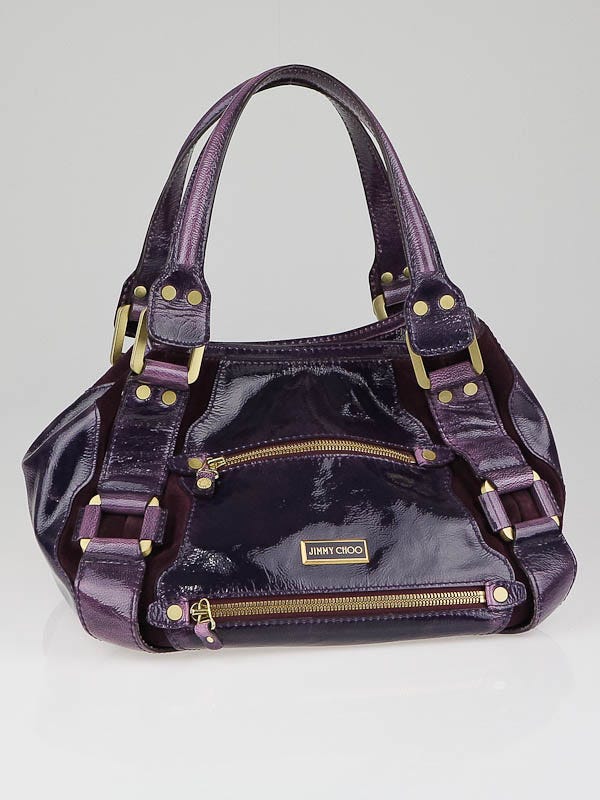 Jimmy Choo Purple Liquid Patent Leather Mahala Bag