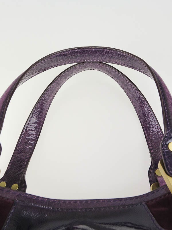 Jimmy Choo Purple Liquid Patent Leather Mahala Bag | Yoogi's Closet