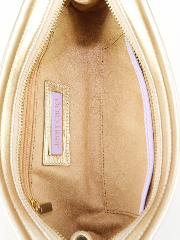 Jimmy Choo Metallic Gold Leather Tulita Clutch Bag | Yoogi's Closet