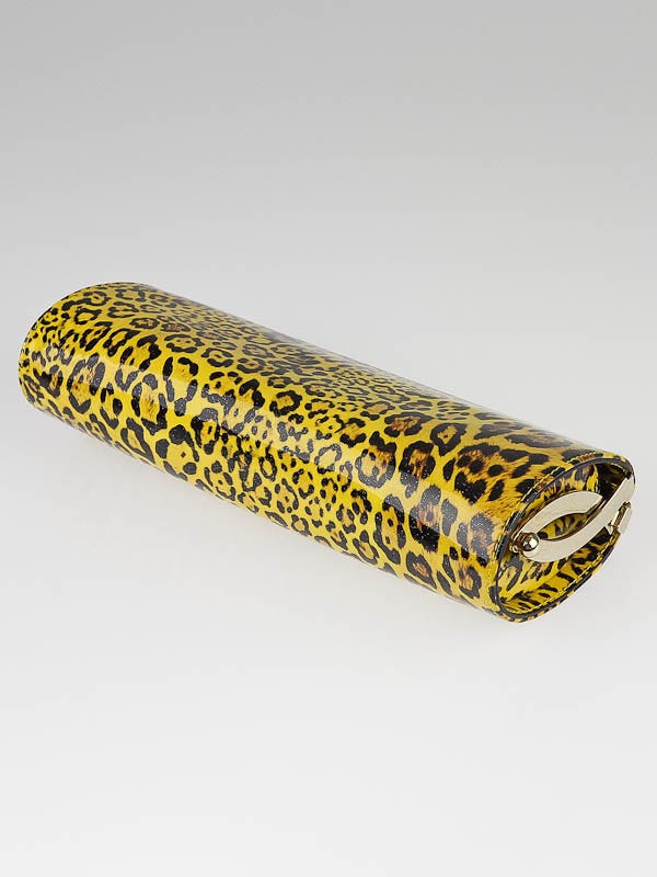 JIMMY CHOO Pony Hair Leopard Print Natural Luxury Tube Clutch $1,195 Retail