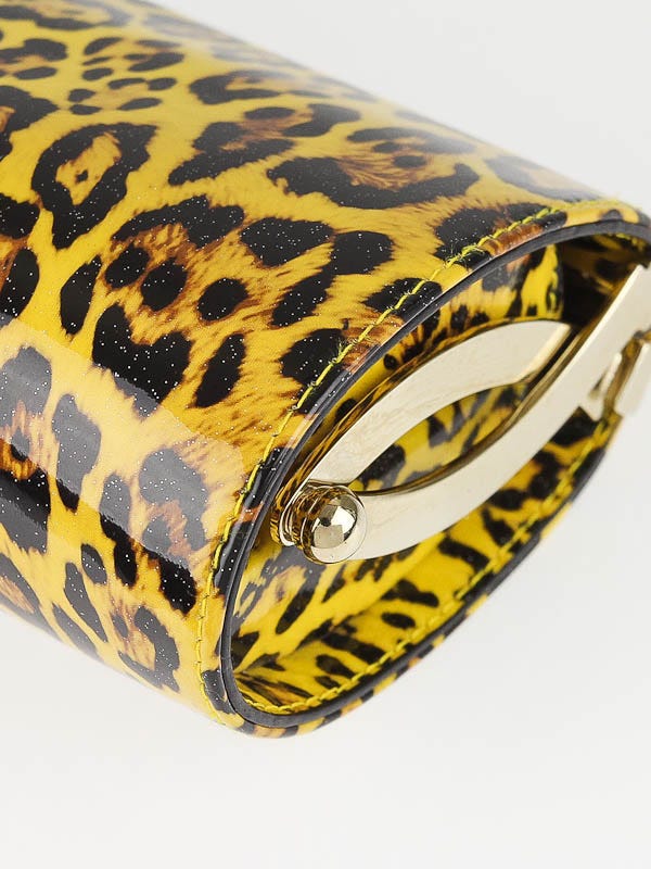 Jimmy Choo Leopard Print Patent Leather Tube Clutch Bag - Yoogi's