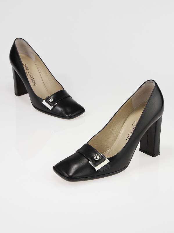 Louis Vuitton Black Leather Square Toe Pumps Size 4.5/35