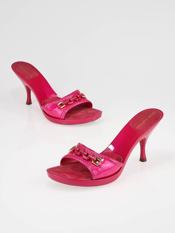 Louis Vuitton Hot Pink Patent Chain Slides Size 7.5/38 - Yoogi's Closet