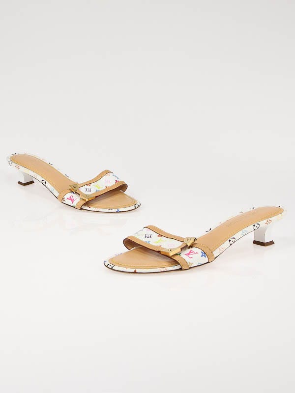 Louis Vuitton White Monogram Multicolore Open Toe Mule Sandals