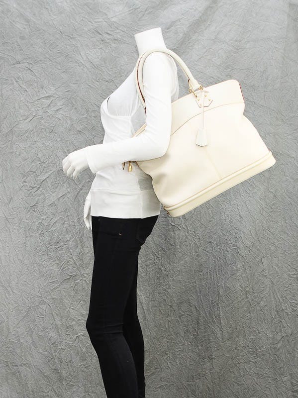 Louis Vuitton White Suhali Leather Lockit GM Bag - Yoogi's Closet