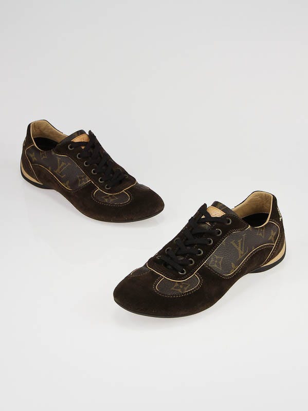 Louis Vuitton Monogram Canvas and Brown Suede Energie Sneakers Size 8.5/39  - Yoogi's Closet