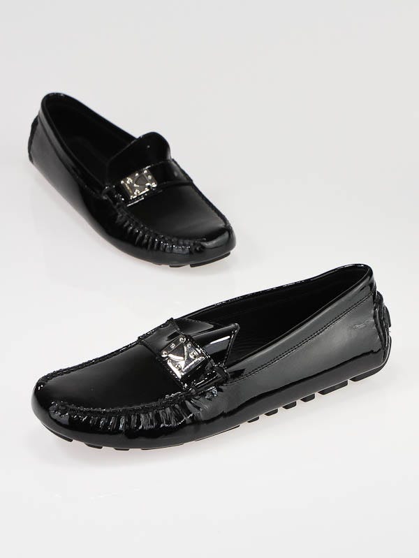 AUTHENTIC LOUIS VUITTON PATENT LEATHER MONTE CARLO SHINY BLACK LOAFERS 8  SHOES
