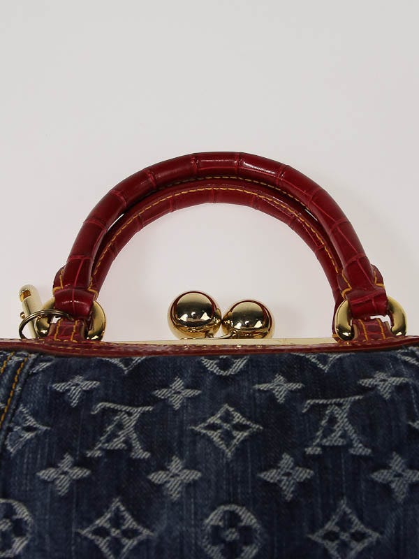 Beautiful pre-loved Louis Vuitton Denim with alligator red handles