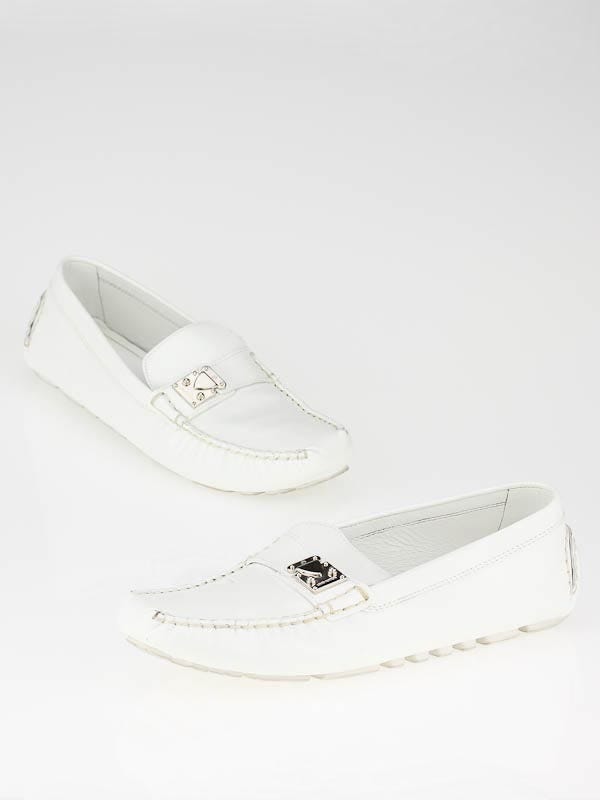 Authentic Louis Vuitton White Monte Carlo Loafers Louis Vuitton White Calf Leather Monte Carlo Driving Loafers  main image 4