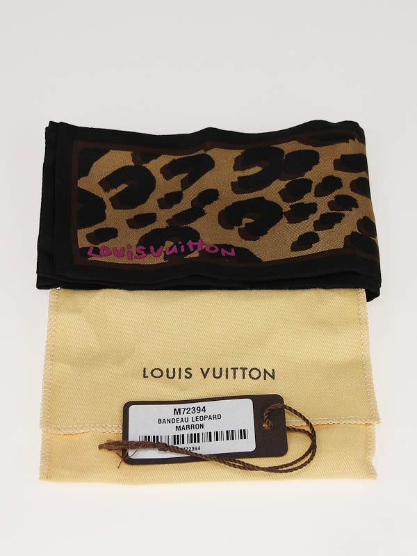 LOUIS VUITTON Silk Leopard Bandeau Scarf Marron | FASHIONPHILE