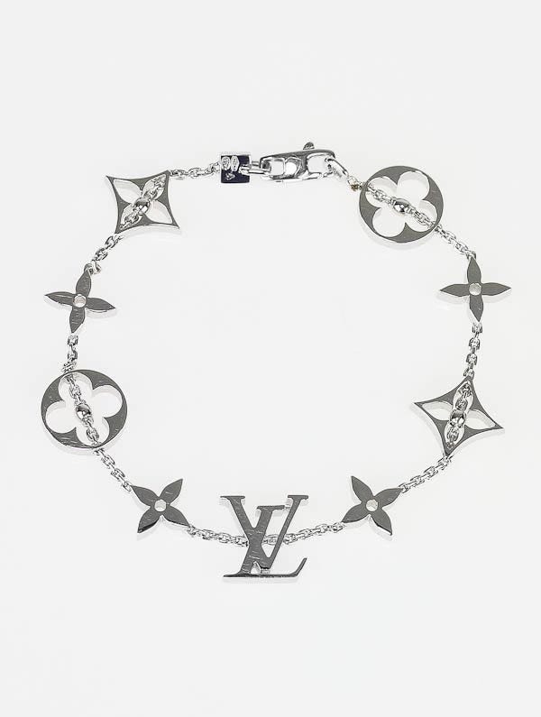 Louis Vuitton 18K White Gold Monogram Charm Bracelet