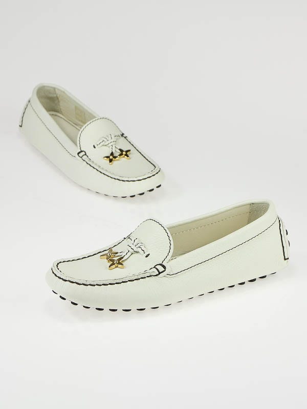 Louis Vuitton White Leather Flat Loafers Size 7/37.5