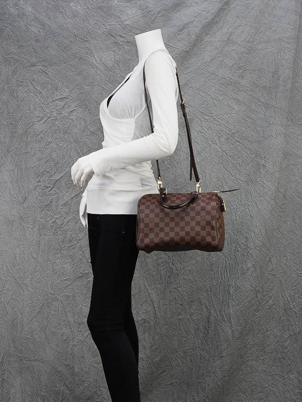 Louis Vuitton Damier Canvas Speedy 25 w/ Shoulder Strap Bag