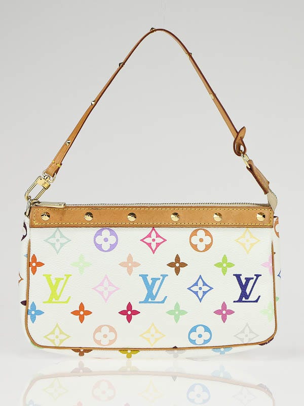 Louis Vuitton White Monogram Multicolor Accessories Pochette Bag - Yoogi's  Closet