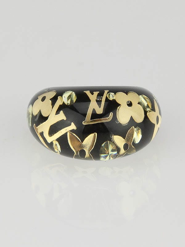 Louis Vuitton Black Resin Monogram Inclusion Ring Size 6.5