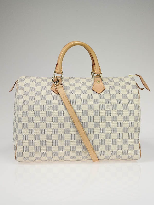 Louis Vuitton Azur Damier Speedy 35 Bag w/ Strap