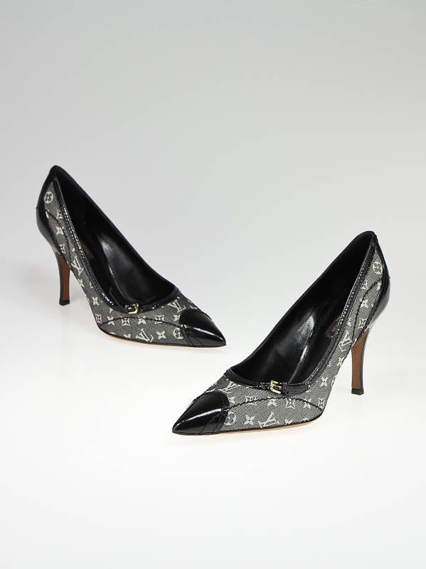 Louis Vuitton Black Monogram Mini Lin Slingback Pumps Size 7.5/38 - Yoogi's  Closet