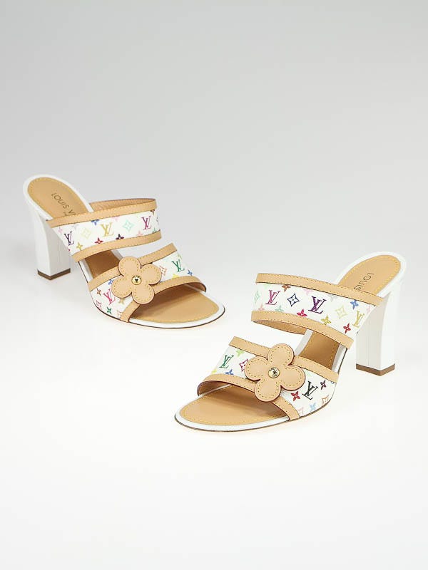 Louis Vuitton White Monogram Multicolore Open-Toe Mules Sandals Size 9.5/40