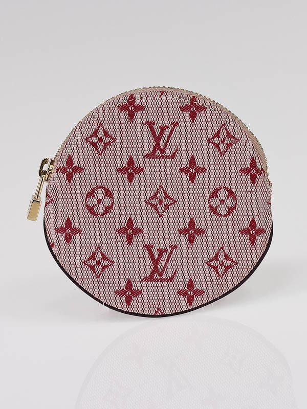 Louis Vuitton Red Monogram Mini Lin Canvas Round Coin Purse