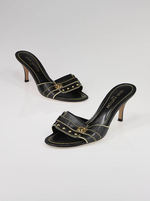 Louis Vuitton Black Suhali Leather Studded Heels Size 9/39.5